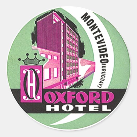 ヴィンテージトラベルスティッカーモンテビデオウルグアイOホテル ラウンドシール (正面)