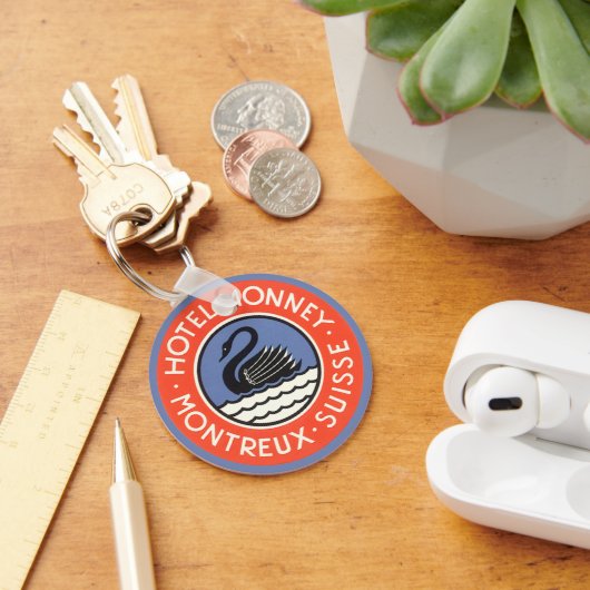 ヴィンテージトラベルスワンバードホテルモンニースイス キーホルダー (デスク)