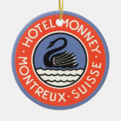ヴィンテージトラベルスワンバードホテルモンニースイス セラミックオーナメント (正面)