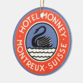 ヴィンテージトラベルスワンバードホテルモンニースイス セラミックオーナメント (左)