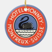 ヴィンテージトラベルスワンバードホテルモンニースイス セラミックオーナメント (裏面)