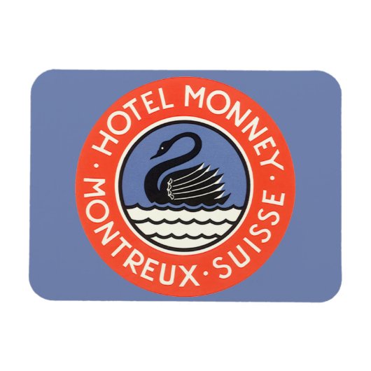ヴィンテージトラベルスワンバードホテルモンニースイス マグネット (横)