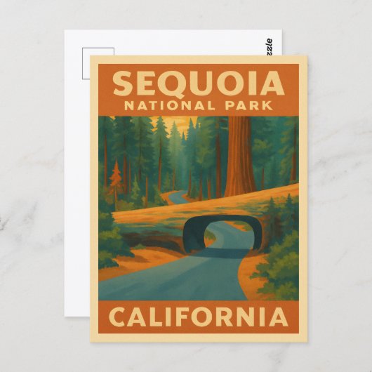 ヴィンテージトラベルセコイア国立公園カリフォルニア ポストカード (正面/裏面)