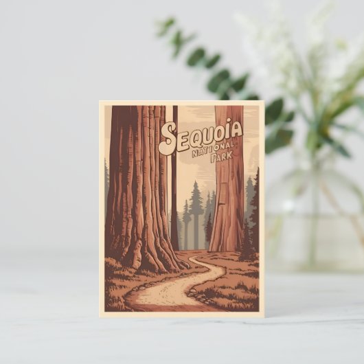 ヴィンテージトラベルセコイア国立公園レトログラフィック ポストカード (スタンド正面)
