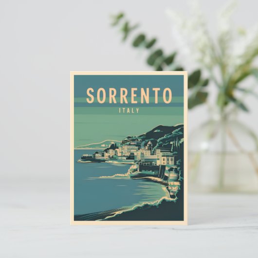 ヴィンテージトラベルソレントイタリアレトログラフィック ポストカード (スタンド正面)