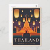ヴィンテージトラベルタイランドランタンフェスティバルレトロ ポストカード (正面/裏面)