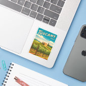 ヴィンテージトラベルタスカニーイタリアレトロ風光明媚 シール (ノートパソコンとiPhone)