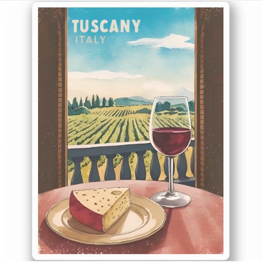 ヴィンテージトラベルタスカニーイタリアヴィンヤードレトロ シール (正面)