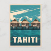 ヴィンテージトラベルタヒチシーサイドレトログラフィック ポストカード (正面)