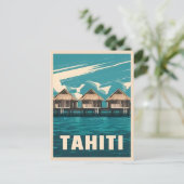 ヴィンテージトラベルタヒチシーサイドレトログラフィック ポストカード (スタンド正面)