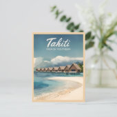 ヴィンテージトラベルタヒティウォーターバンガローズレトロシーニック ポストカード (スタンド正面)