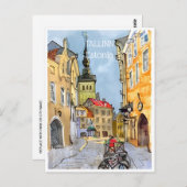 ヴィンテージトラベルタリンエストニアエストニーの水彩画 ポストカード (正面/裏面)