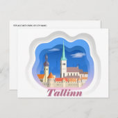 ヴィンテージトラベルタリンエストニアエストニーシティ ポストカード (正面/裏面)