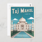 ヴィンテージトラベルタージマハルインドレトログラフィック ポストカード (正面/裏面)