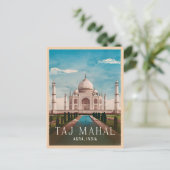ヴィンテージトラベルタージマハルインドレトロ風光明媚 ポストカード (スタンド正面)