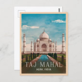 ヴィンテージトラベルタージマハルインドレトロ風光明媚 ポストカード (正面/裏面)