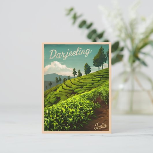 ヴィンテージトラベルダージェリングインドレトロ風光明媚 ポストカード (スタンド正面)