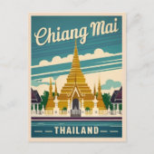 ヴィンテージトラベルチェンマイタイランドレトログラフィック ポストカード (正面)