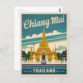 ヴィンテージトラベルチェンマイタイランドレトログラフィック ポストカード (正面/裏面)