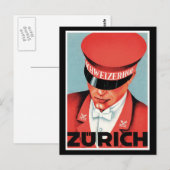 ヴィンテージトラベルチューリッヒスイスラベルアートポストカ ポストカード (正面/裏面)