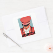 ヴィンテージトラベルチューリッヒスイスラベルアート スクエアシール (封筒)