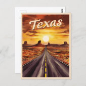 ヴィンテージトラベルテキサス州ランドスケープレトロシーニックサンセット ポストカード (正面/裏面)
