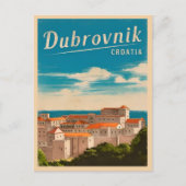 ヴィンテージトラベルドゥブロヴニククロアチアレトロ風光明媚 ポストカード (正面)