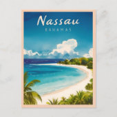 ヴィンテージトラベルナッソーバハマビーチレトロ風光明媚 ポストカード (正面)