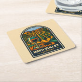 ヴィンテージトラベルナパバレーカリフォルニアワイナリーレトロ スクエアペーパーコースター (アングル)