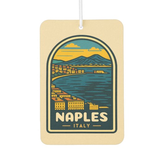 ヴィンテージトラベルナポリレトロ風光明媚な海岸線 カーエアーフレッシュナー (正面)