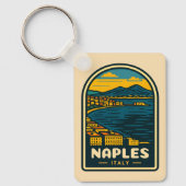 ヴィンテージトラベルナポリレトロ風光明媚な海岸線 キーホルダー (正面)