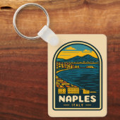 ヴィンテージトラベルナポリレトロ風光明媚な海岸線 キーホルダー (正面)