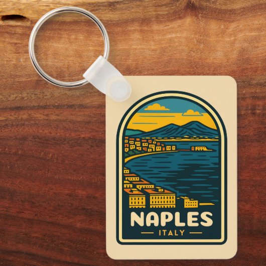 ヴィンテージトラベルナポリレトロ風光明媚な海岸線 キーホルダー (正面)