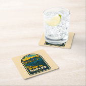 ヴィンテージトラベルナポリレトロ風光明媚な海岸線 スクエアペーパーコースター (インサイチュ)