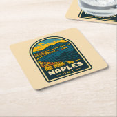 ヴィンテージトラベルナポリレトロ風光明媚な海岸線 スクエアペーパーコースター (アングル)
