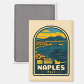 ヴィンテージトラベルナポリレトロ風光明媚な海岸線 マグネット (正面/裏面)