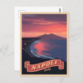 ヴィンテージトラベルナポリItalyサンセットレトロ名勝 ポストカード (正面/裏面)