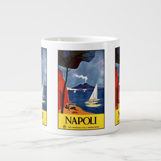 ヴィンテージトラベルナポリNaplesイタリアのマグ ジャンボコーヒーマグカップ (正面)