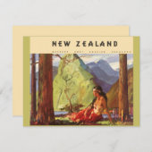 ヴィンテージトラベルニュージーランドランドスケープ先住民女性 (正面/裏面)