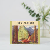 ヴィンテージトラベルニュージーランドランドスケープ先住民女性 ポストカード (スタンド正面)