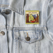 ヴィンテージトラベルニュージーランドランドスケープ先住民女性 缶バッジ (インサイチュ)