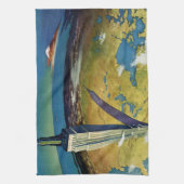 ヴィンテージトラベルニューヨークシティエンパイアステート建物 キッチンタオル (縦)