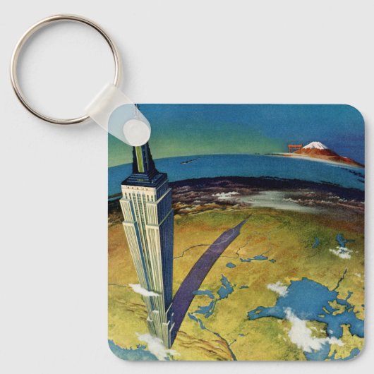 ヴィンテージトラベルニューヨークシティエンパイアステート建物 キーホルダー (正面)