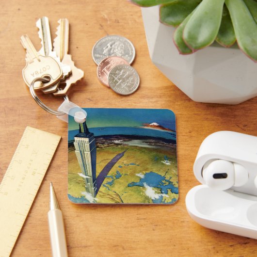 ヴィンテージトラベルニューヨークシティエンパイアステート建物 キーホルダー (デスク)