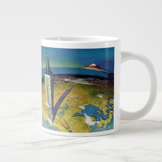 ヴィンテージトラベルニューヨークシティエンパイアステート建物 ジャンボコーヒーマグカップ (右)