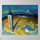 ヴィンテージトラベルニューヨークシティエンパイアステート建物 ポスター (正面)