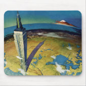 ヴィンテージトラベルニューヨークシティエンパイアステート建物 マウスパッド (正面)