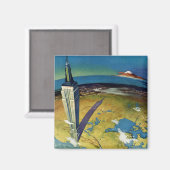 ヴィンテージトラベルニューヨークシティエンパイアステート建物 マグネット (正面/裏面)