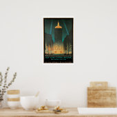 ヴィンテージトラベルニューヨークセントラル建物 ポスター (キッチン)