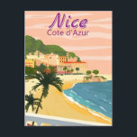 ヴィンテージトラベルニースフランスコートダジュール ポストカード<br><div class="desc">ヴィンテージ,レトロ,旅行,モダン水の色,クラシック,ニース,コートダジュール,フランスのポストカード,</div>